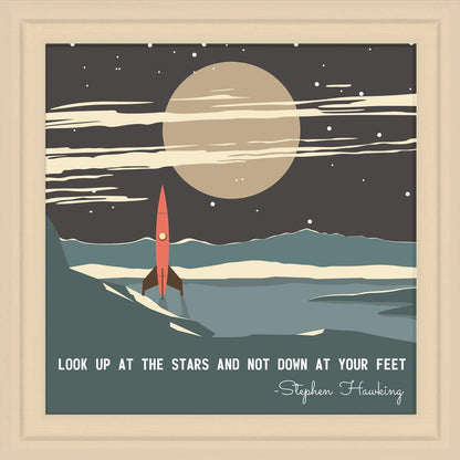 Retro Wall Art Outer Space Themed Decor Astronomy Gift for Kids and Adults 7x7