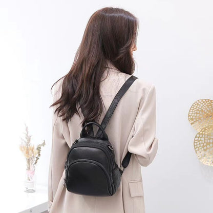 Cowhide Genuine Leather Women Backpack Shoulder Bag Satchel Mini Purse Polyester