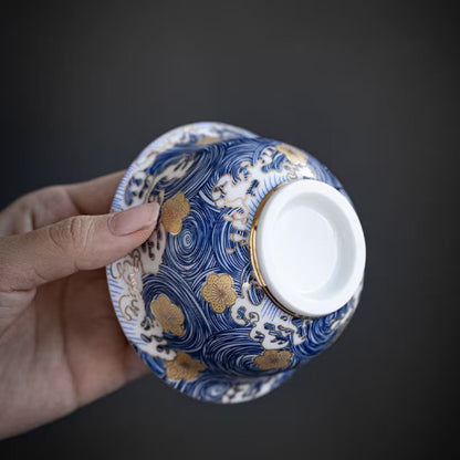 Ceramic Gaiwan Handpainted Tea Cup Tureen 150ml Blue And White Gaiwan Tea Pu'er