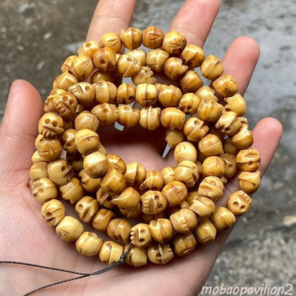 108 Bead Old Tibetan YakBone Skull Meditation Prayer Mala Buddhism Necklace