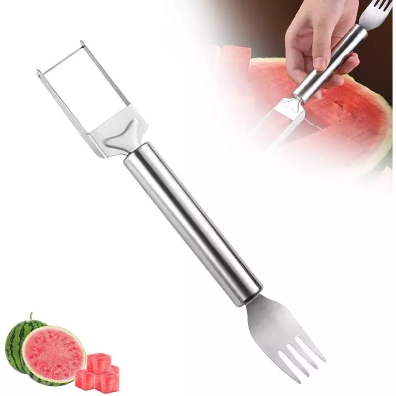 4PCS Watermelon Slicer Cutter,2-in-1 Fork Stainless Steel Fruit Cutting Artifact