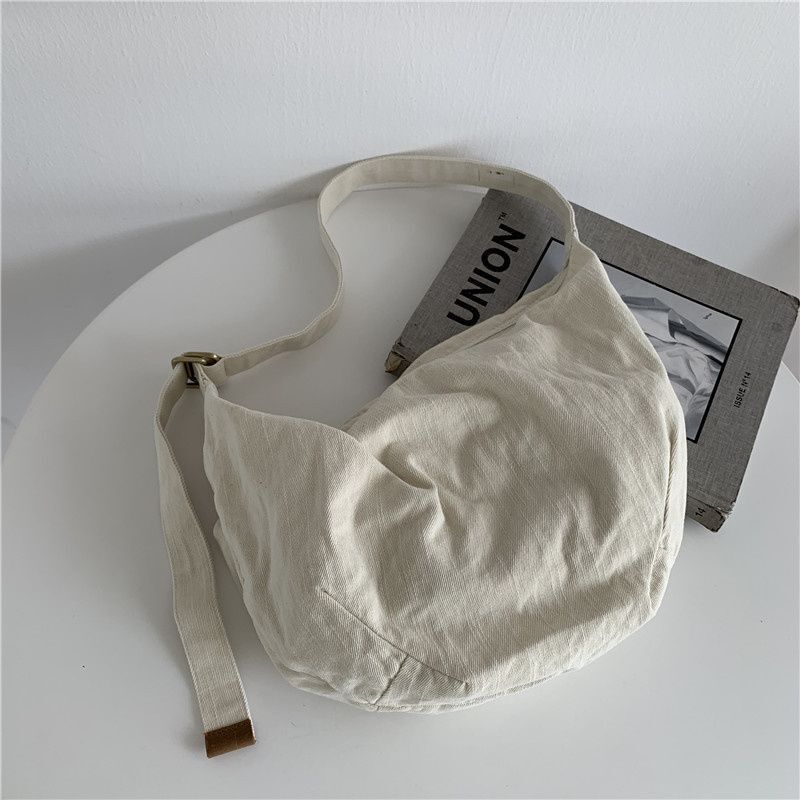 Big Size Dumpling Bag Canvas Purse Large Messenger Crossbody Pouch 42*28*11.5 CM