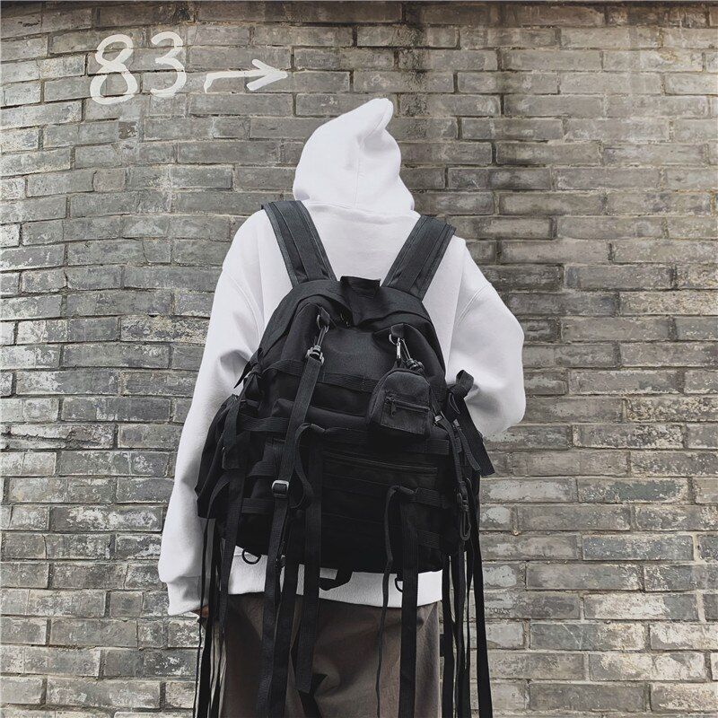 Black Backpacks Travel Bag Casual Shoulder Punk Unisex Bags 31*12*42 CM Canvas
