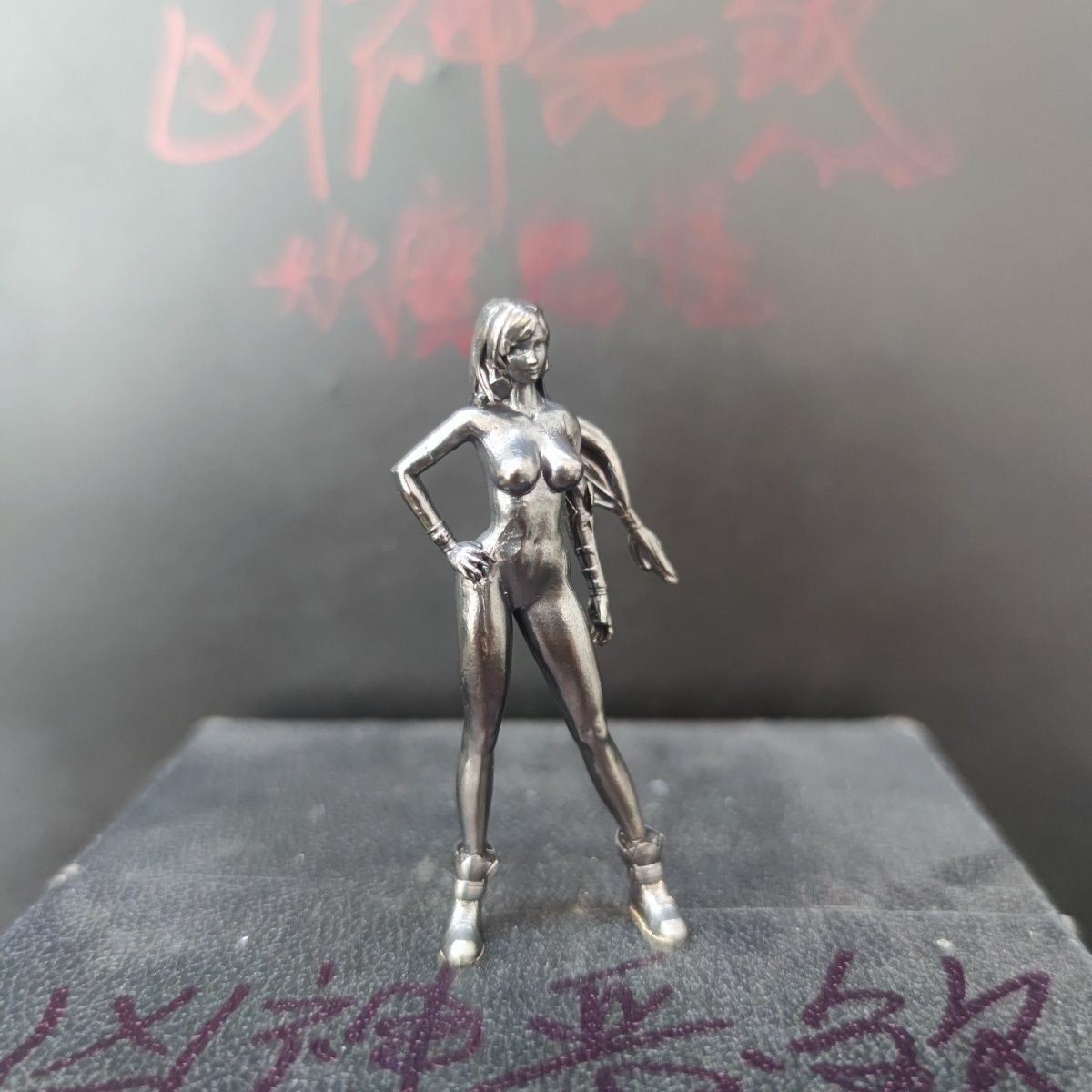 Black Solid Bronze Made of Old Ultra Short Dress Nude Seductive Body Art Statue
