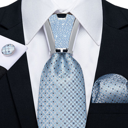 Men Necktie 3Pcs Luxury Striped Ties Cufflinks Pocket Square Wedding Accessories