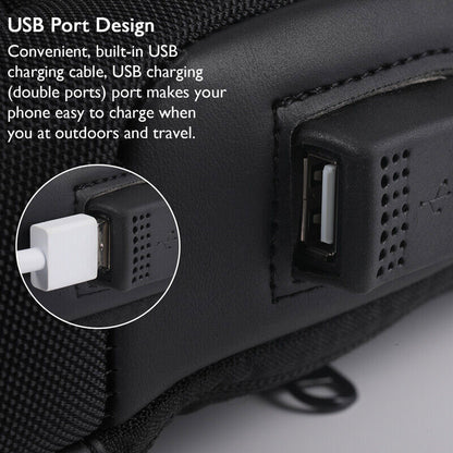 Anti-Theft Sport Sling Shoulder Bag USB-Charging Crossbody Bags Chest Daypack