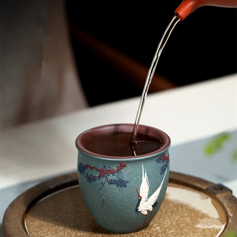 Handmade Tea Cup Handpainted Master Cup Big 220ml Personal Cup Real Zisha Crane