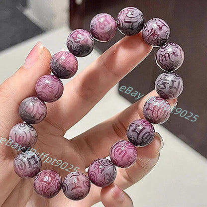 Grade A Natural Purple Bodhi Root Beads Bracelet Woman Buddha Lucky Bracelet