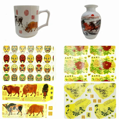 Ceramic Decal Pottery Art Clay Transfer Yellow Flower Paper Overglaze Underglaze
