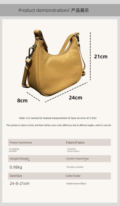 Cowhide Armpit Dumpling Bag Fashionable Versatile Leather Shoulder Handheld Bags