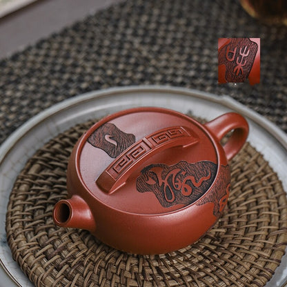 120ml Hanwa pot big opening handmade carved real yixing zisha dragon blood clay