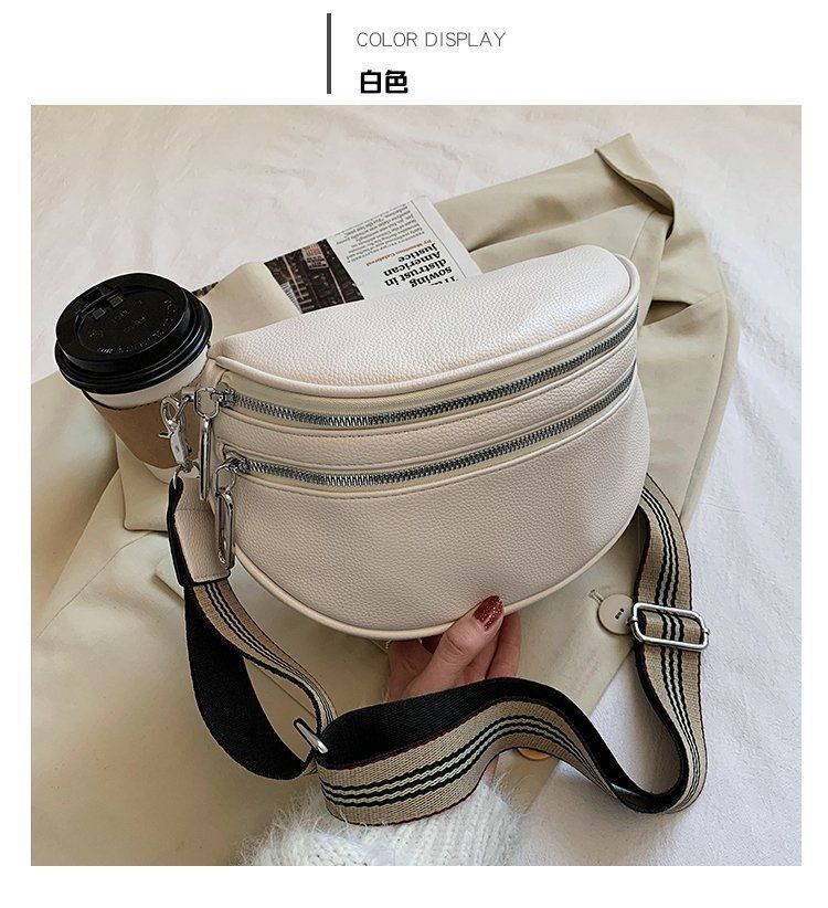 Wide Strap Messenger Bag Soft Leather Crossbody Large Sling Shoulder Purse 1 PC