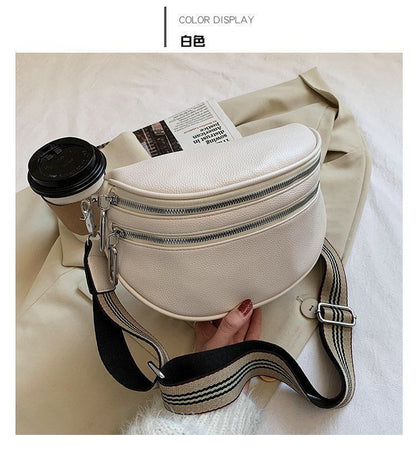 Wide Strap Messenger Bag Soft Leather Crossbody Large Sling Shoulder Purse 1 PC