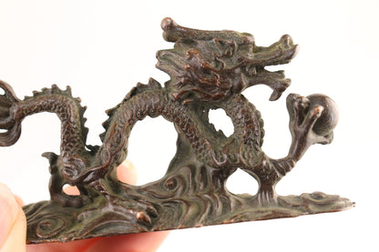 Rare bronze handmade dragon statue figure collectable tea pet home decor art