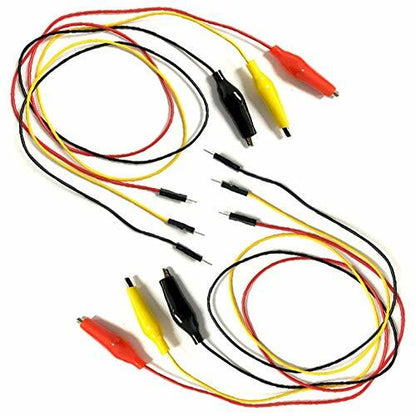 6 Piece Alligator to Test Pin Set, Includes 2 Red, 2 Black, and 2 Yellow Lead...