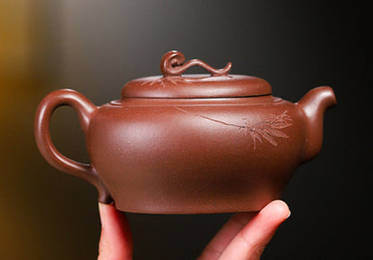 5.5" Chinese Yixing Zisha Pottery Purple Clay 270cc Handmade Ruyi Kung Fu Teapot
