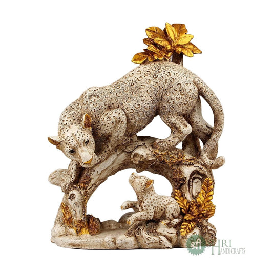 Polyresin Leopard Statue with Family Idol Figurines Gifts for Home Decor