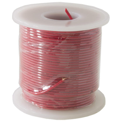 100 Feet Red 22 Gauge Solid Hook-Up Wire, Tinned Copper, PVC Insulation