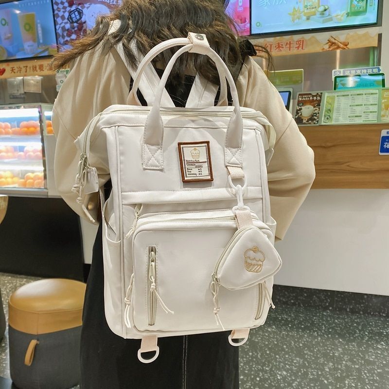 Double Zipper Backpack Multifunction School Bag Shoulder Bag Laptop 26*16*39 Cm