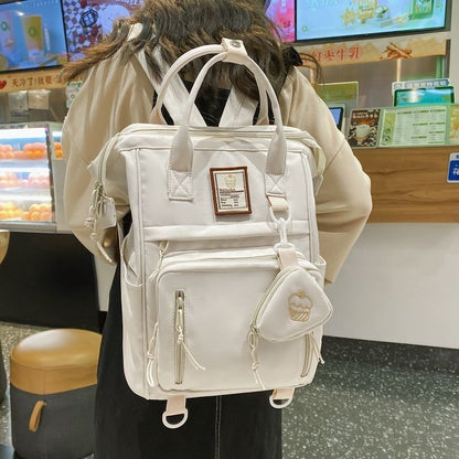 Double Zipper Backpack Multifunction School Bag Shoulder Bag Laptop 26*16*39 Cm