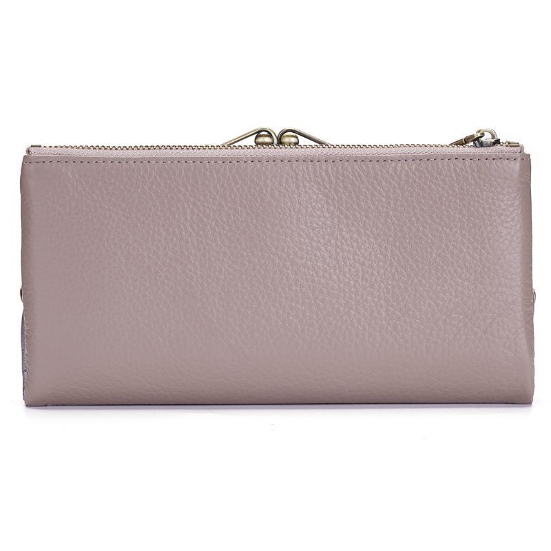Classic Wallet Long Clutch Genuine Leather Wallet Large Coin Bag Vintage Buckle