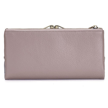 Classic Wallet Long Clutch Genuine Leather Wallet Large Coin Bag Vintage Buckle