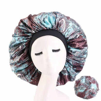 Sleep Night Cap Big Size Beauty Satin Silky Bonnet Head Cover Hat Curly Springy