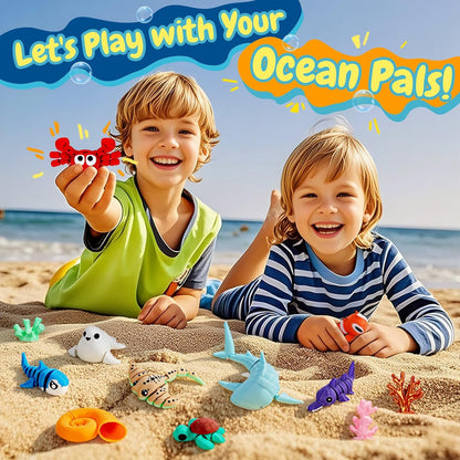 3D Printed Sea Animal Toys - 24Pcs Ocean Animals Figurines Toys for Kids - Flexi
