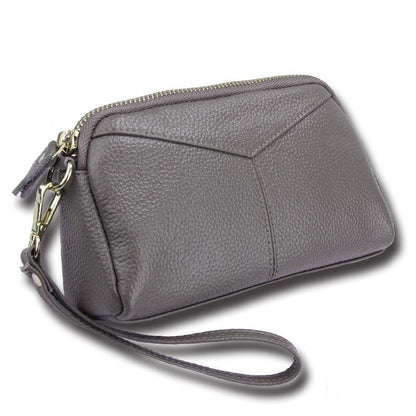 Casual Clutch Bag Genuine Cow Leather Wristlets Handbag Woman Wallet Soft Zipper