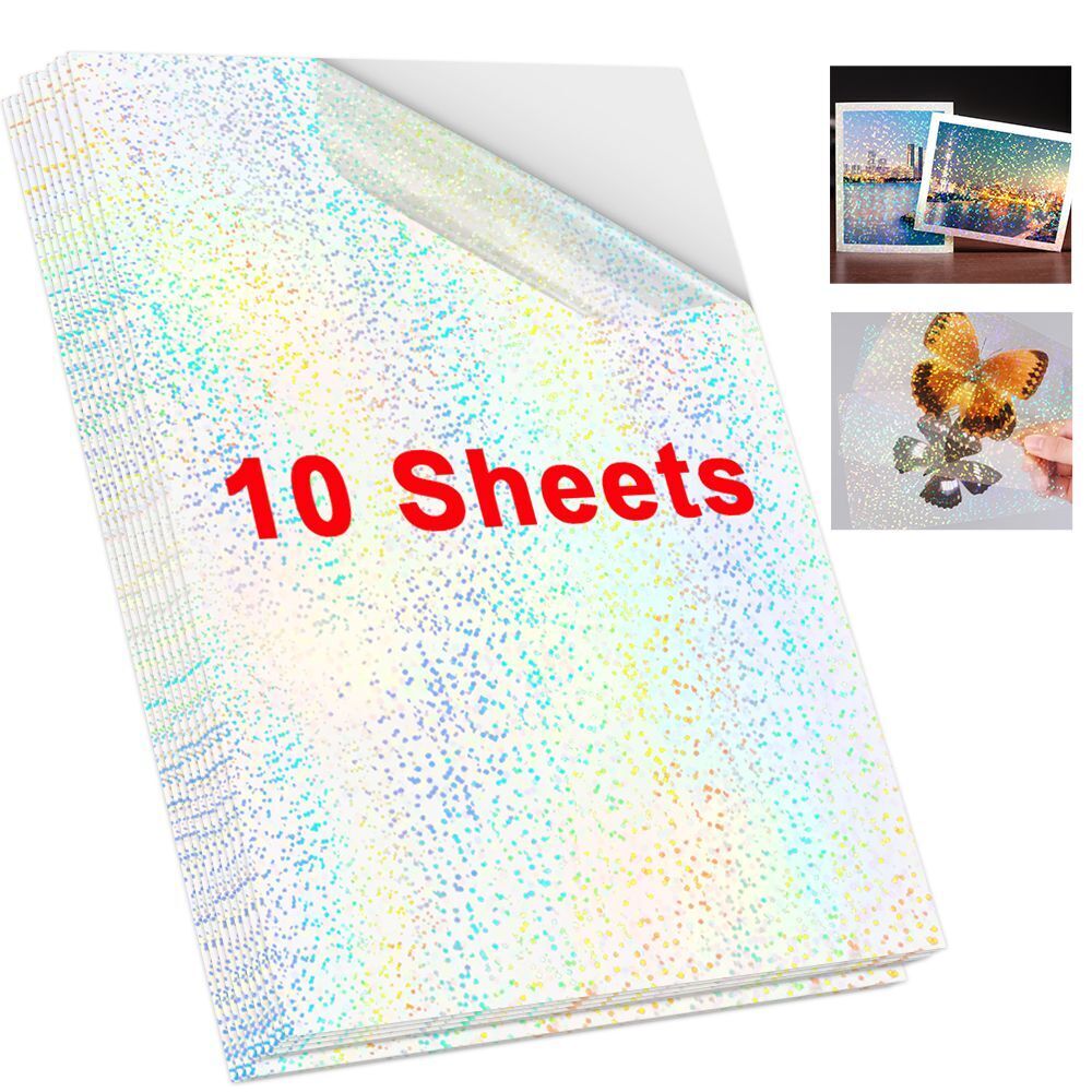 Photo Paper A4 Self-Adhesive Stickers 10 Sheets Holographic Cold Laminating Film