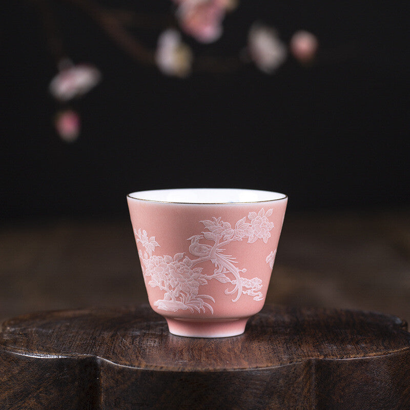 On Sales One Porcelain Cup Floral Print Chinese Kungfu Tea Cup Master Cup Of Tea