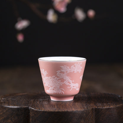 On Sales One Porcelain Cup Floral Print Chinese Kungfu Tea Cup Master Cup Of Tea