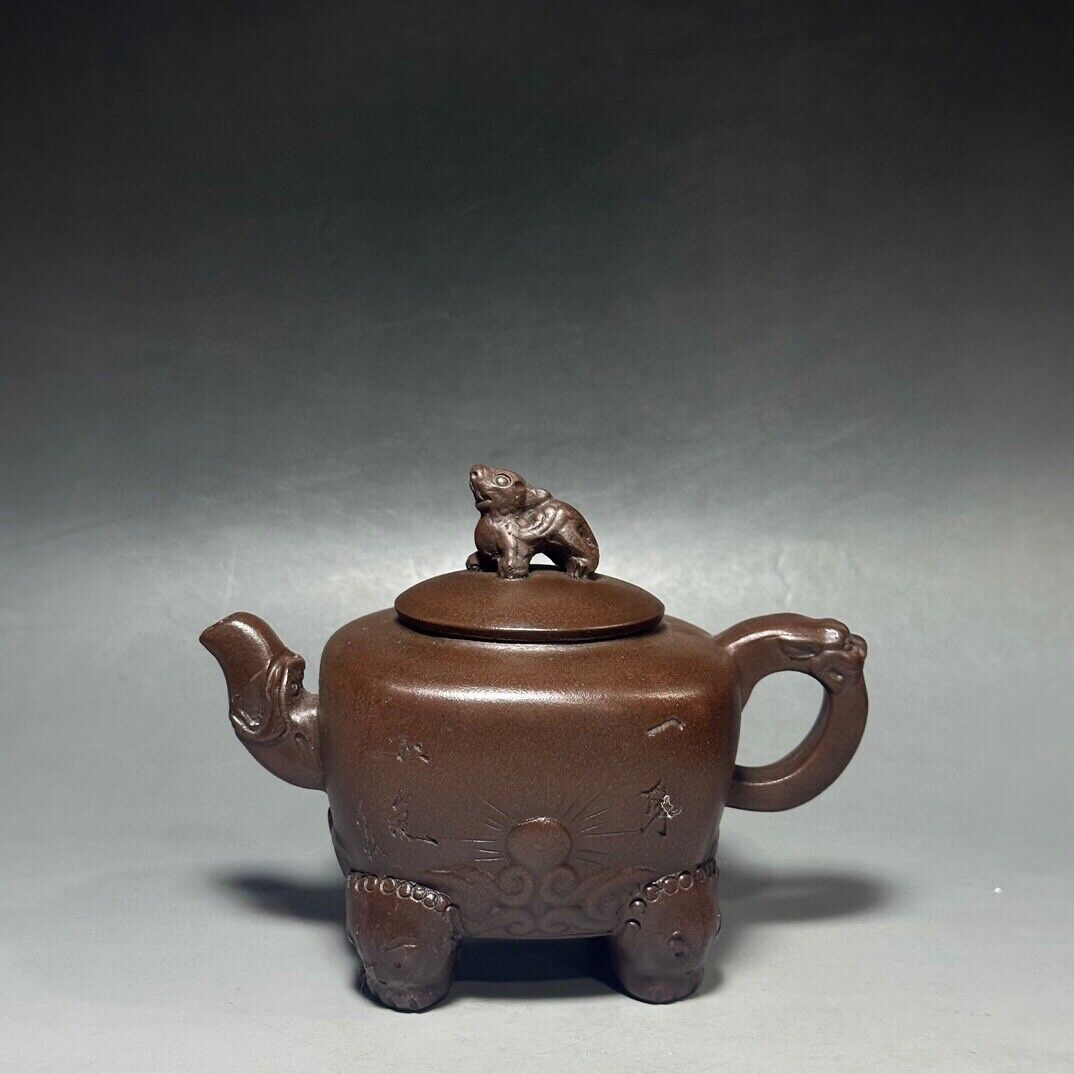 vintage chinese yixing purple clay teapot zisha ceremony carving Collectible art