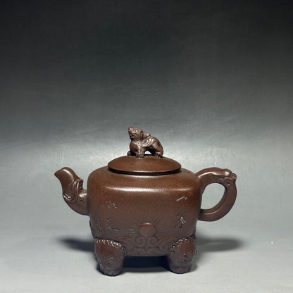 vintage chinese yixing purple clay teapot zisha ceremony carving Collectible art
