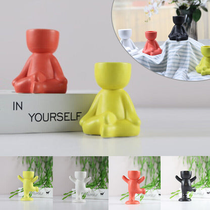 Creative Ceramic Humanoid Statue FlowerPot Succulent Plant Vase Tabletop Planter