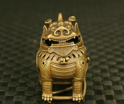 Bronze Kirin Figure Statue Tea Pet Incense Burner Buddha Good Stand Chinese