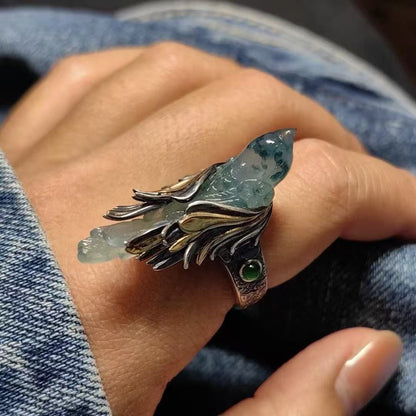 Flying Bird Open Ring Retro Chinese Style Adjustable Finger Ring