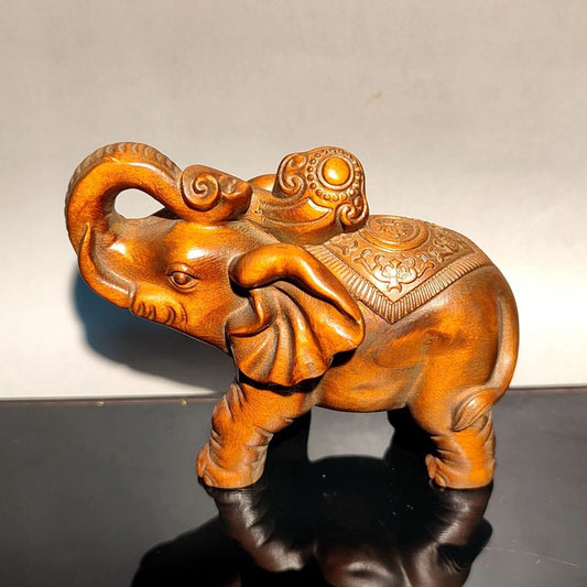 vintage carved wooden elephant statue Home decoration decor wood carving gift