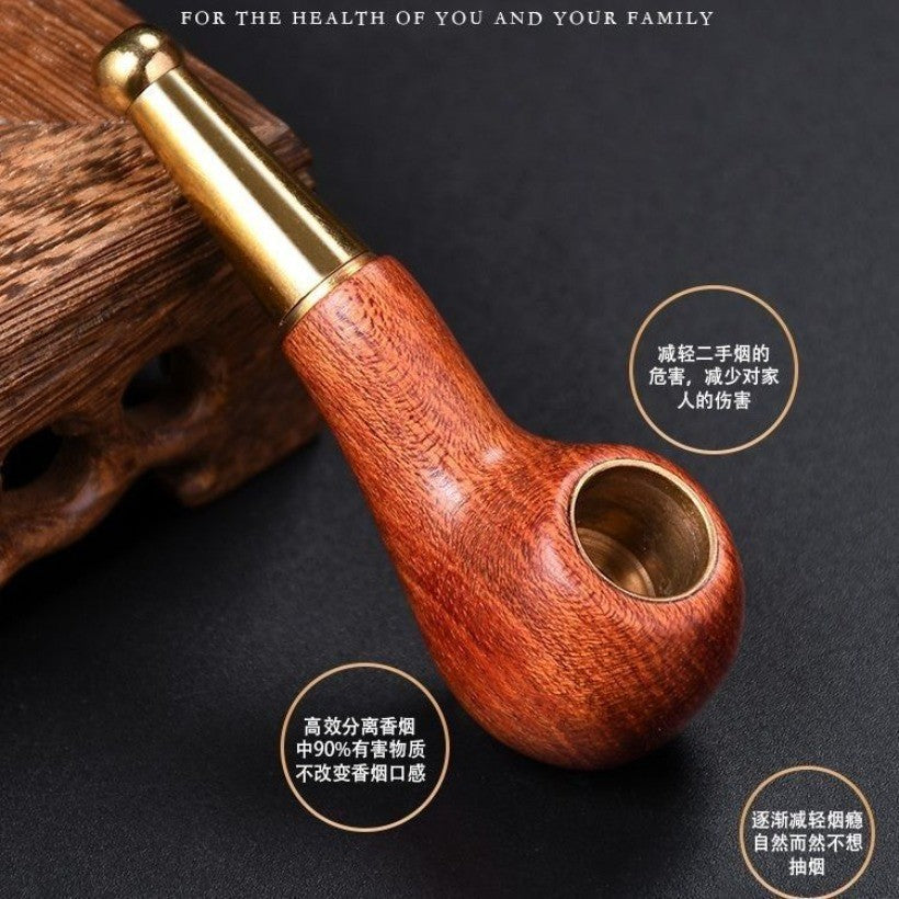 Red Sandalwood Pipe 3.07in Mini Portable Wooden Smoking Pipe with Filter Men