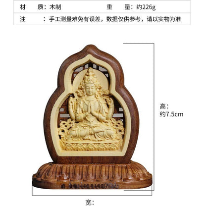 Buddhism Talisman Four Armed Guanyin Buddha Talisman Wood Carving Buddha Statue