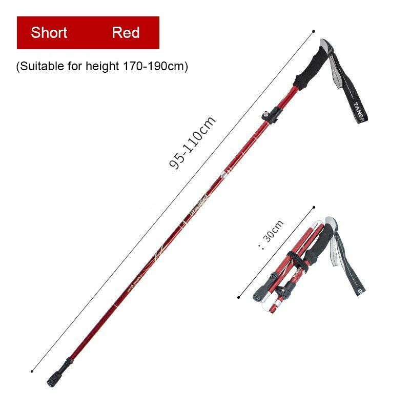Folding Trekking Pole Portable Walking Stick Outdoor Climbing Hiking Adult Blue