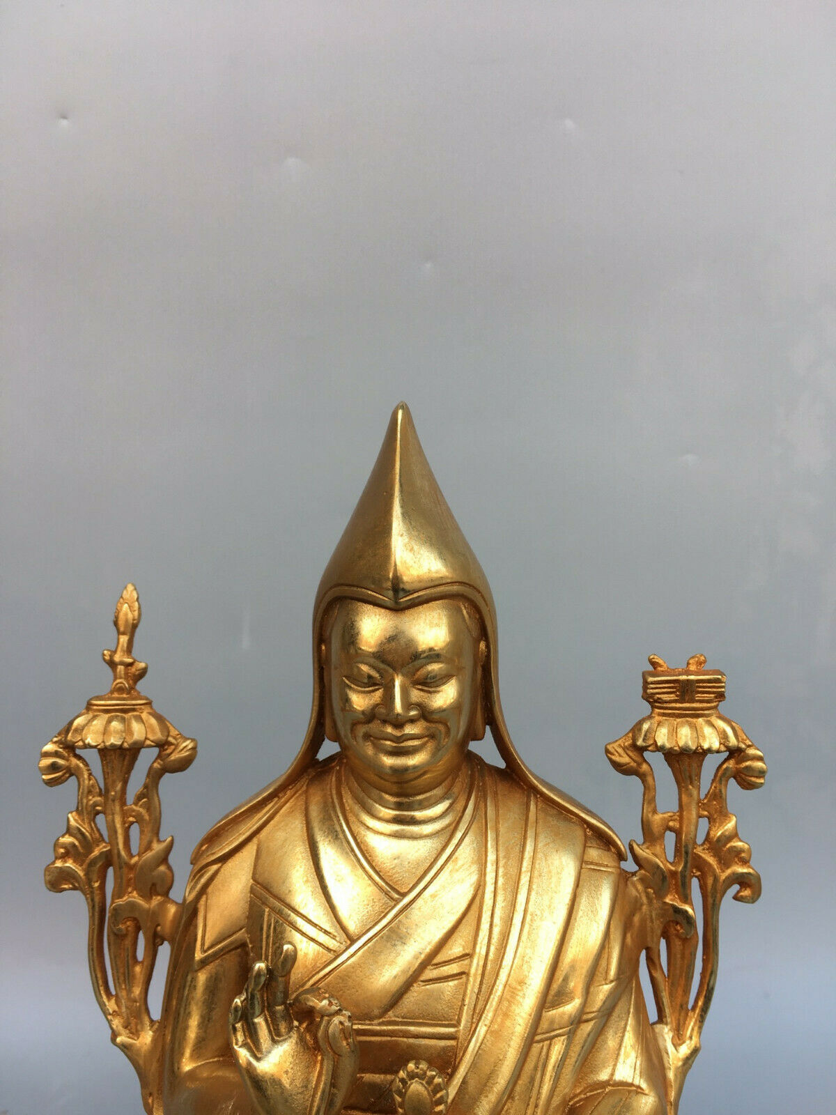 25 cm China Brass Je Tsongkhapa Statue Bronze gold Buddha Statue sculpture