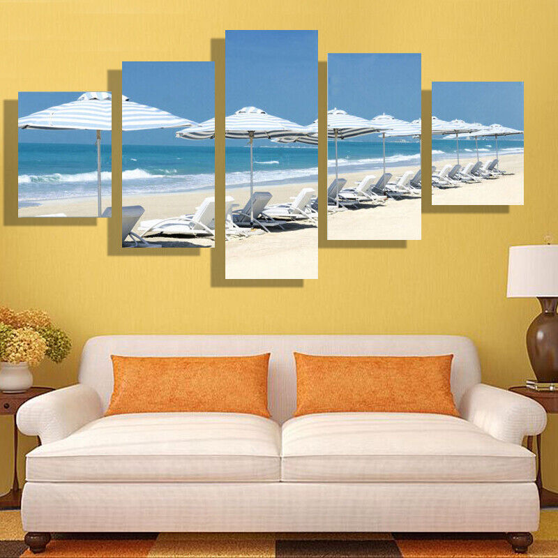 5 Pieces Canvas Wall Art Poster and Print Living Room Seascape No Framed