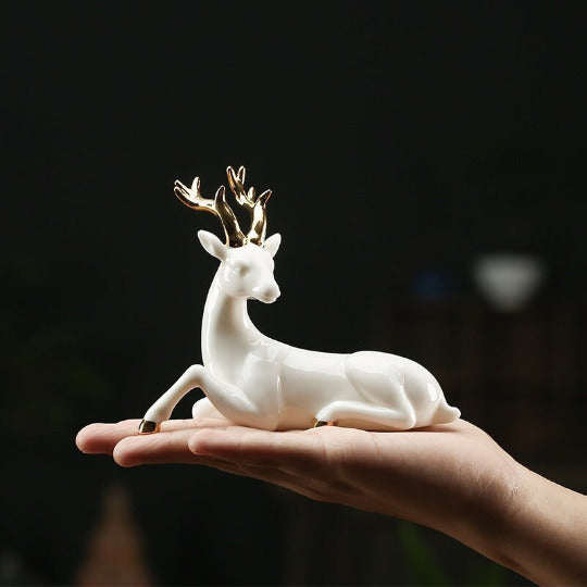 White Deer Ceramic Crafts for Home Decor Elegant Gifts from Girlfriend