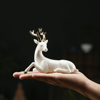 White Deer Ceramic Crafts for Home Decor Elegant Gifts from Girlfriend