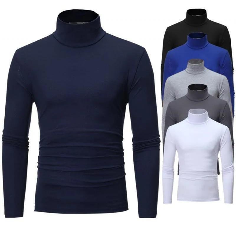 Men Roll Turtle Neck Tops T-Shirt Tee Winter Warm Thermal Long Sleeve Sweater
