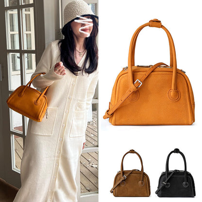 Small Mini Real Leather Handbag Boston Tote Purse Shoulder Bag Crossbody Fashion