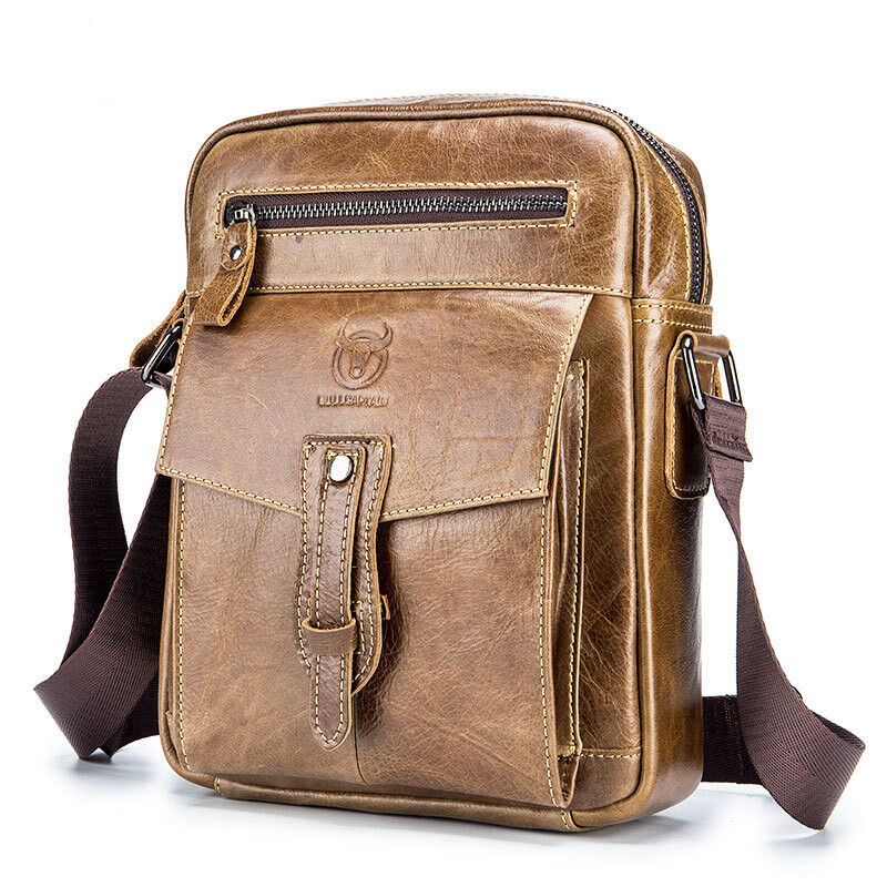 100% Genuine Leather Men's Sling Shoulder Bag 11" Large Capacity Crossbody Bag