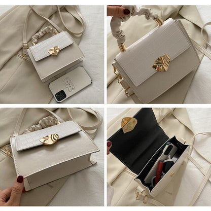 Small Handbag Synthetic Leather Shoulder Bag Crossbody Flap Bag 19*15*7CM Purple