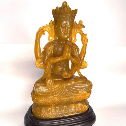Antique Avalokiteshvara Gilded Statue Qing Dynasty Bodhisattva Guanyin Statue